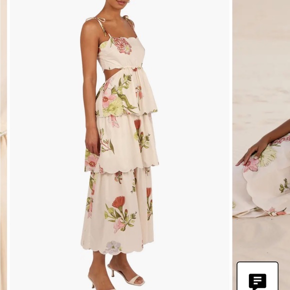 Petal & Pup Cream Floral Tie-Shoulder Tiered Maxi Dress - Picture 4 of 4